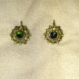 Peridot Green stone clip earrings